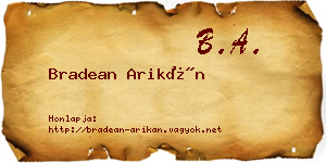 Bradean Arikán névjegykártya